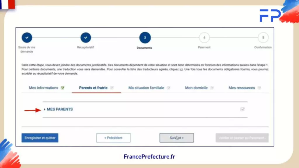 Documents sur vos parents Naturalisation en ligne
