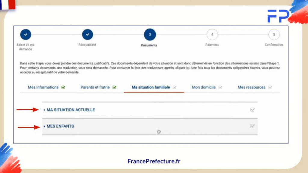 Justificatif de situation Familiale Naturalisation Française par décret.