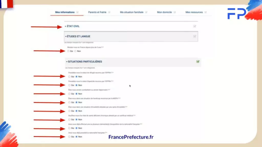 Information personnelles Naturalisation en ligne